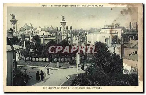 Ansichtskarte AK Paris Exposition Internationale des Arts Decoratifs 1925 Les jardins de Paris et l&#39esplanade