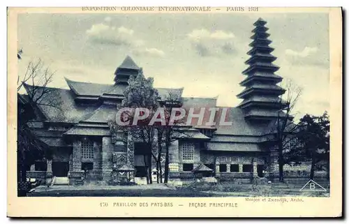 Cartes postales Paris Exposition coloniale 1931 Pavillon des Pays Bas Facade principale