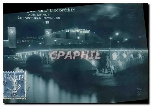 Cartes postales Paris pavillon des Arts decoratifs Vue de nuit Le pont des Invalides