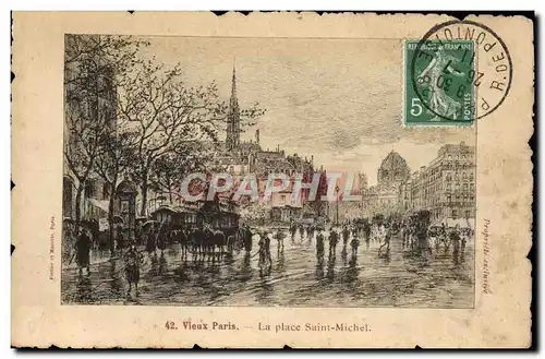 Cartes postales Vieux Paris La Place Saint Michel