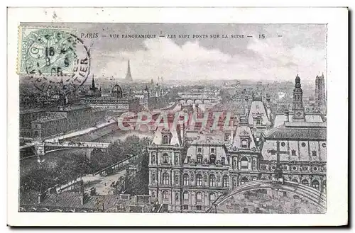 Cartes postales Paris Vue Panoramique Les Sept Ponts Tour Eiffel