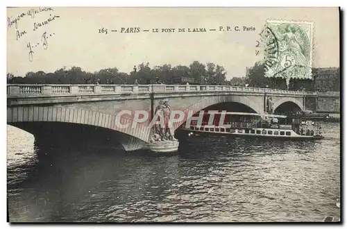 Ansichtskarte AK Paris Le Pont De L&#39Alma Bateau Peniche