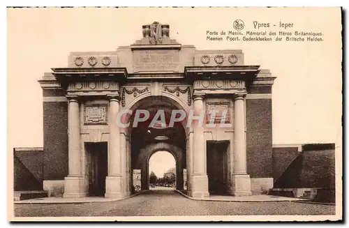 Cartes postales Ieper Porte de Menin Memorial des heros britanniques Militaria