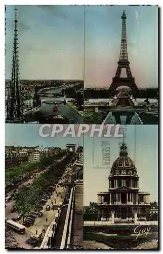 Cartes postales moderne Paris et ses Merveilles La Seine en amont de Notre Dame La tour Eiffel L&#39avenue des Champs El