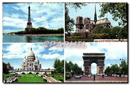 Cartes postales moderne Paris et Ses Merveilles Tour Eiffel cathedrale Notre Dame Basilique du Sacre Coeur Arc de Triomp