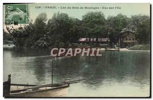 Cartes postales Paris Lac du Bois de Boulogne Vue sur l&#39lle