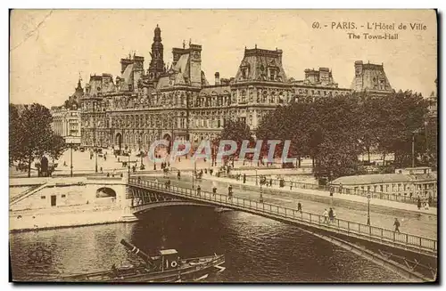 Ansichtskarte AK Paris L&#39Hotel de Ville Bateau Peniche