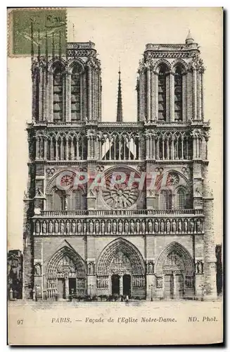 Cartes postales Paris Facade de l&#39Eglise Notre Dame