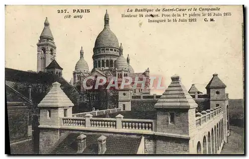 Cartes postales Paris La Basilique du Scare Coeur et le Campanile