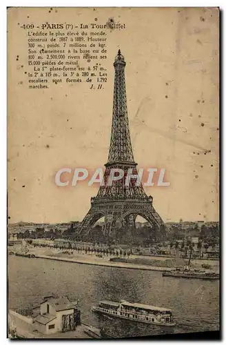 Ansichtskarte AK Paris La Tour Eiffel Bateau Peniche