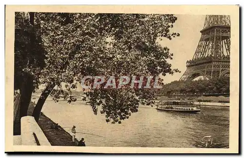 Ansichtskarte AK Paris La Tour Eiffel et les quais Bateau Peniche