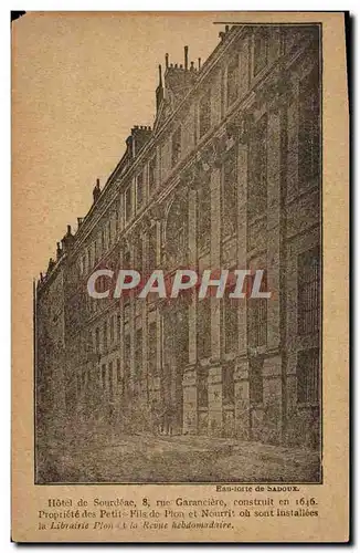 Cartes postales Hotel de Sourdeac Rue Garanciere Paris