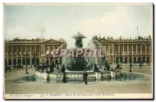 Cartes postales Paris Place de la Concorde Une Fontaine
