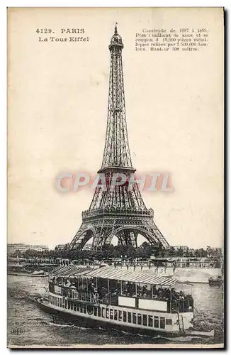 Cartes postales Paris La Tour Eiffel Bateau Peniche