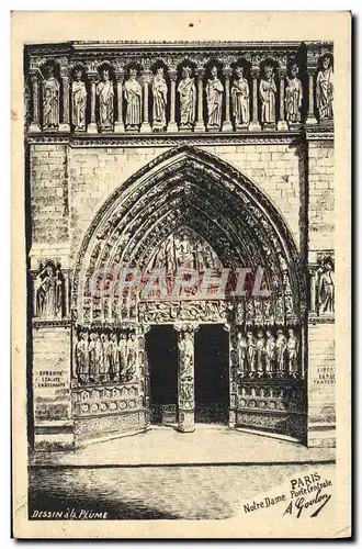 Cartes postales Paris Notre Dame Porte cenbtrale