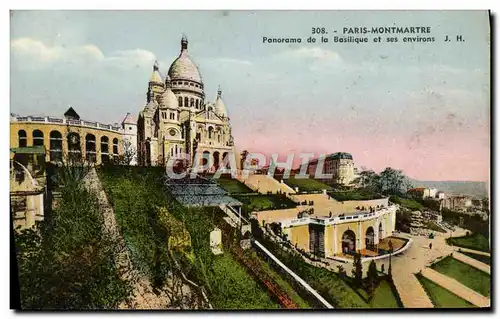 Cartes postales Paris Montmartre Panorama de la Basilique et ses environs