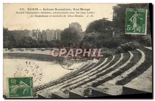 Cartes postales Paris Arenes Romaines Rue Monge