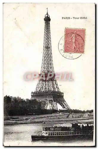 Cartes postales Paris Tour Eiffel Bateau Peniche