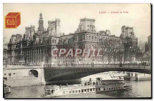 Ansichtskarte AK Paris L&#39Hotel de Ville Bateau Peniche