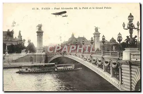 Ansichtskarte AK Paris Pont Alexandre III Le Petit Et Le Grand Palais Avion Bateau Peniche