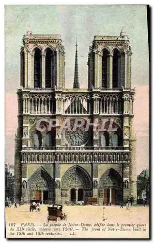 Cartes postales Paris La Facade De Notre Dame