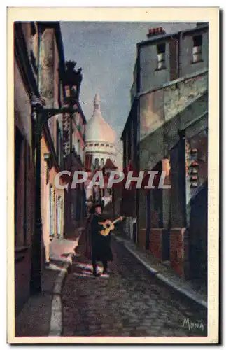 Ansichtskarte AK Paris Montmartre la Rue Saint Rustique Homme a la guitare Musique