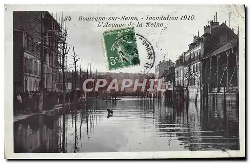 Cartes postales Boulogne Sur Seine Inondation 1910 L&#39avenue de la Seine