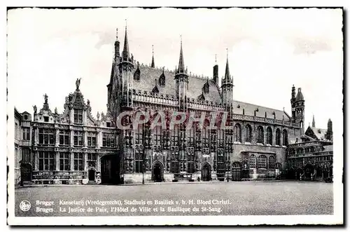 Cartes postales moderne Bruges La justice de paix L'hotel de ville et la basilique du St Sang