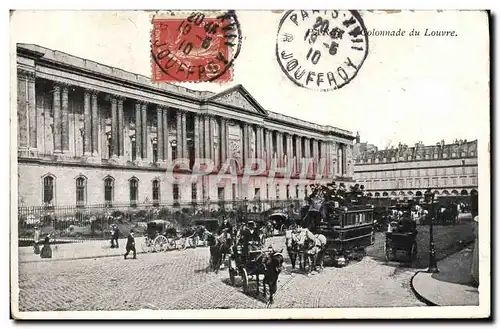 Cartes postales Paris Colonnade Du Louvre Caleche Cheval