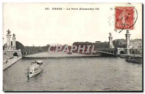 Ansichtskarte AK Paris Le Pont Alexandre III Bateau peniche