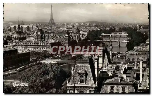 Moderne Karte Paris Panorama Sur Les Sept Ponts Tour Eiffel