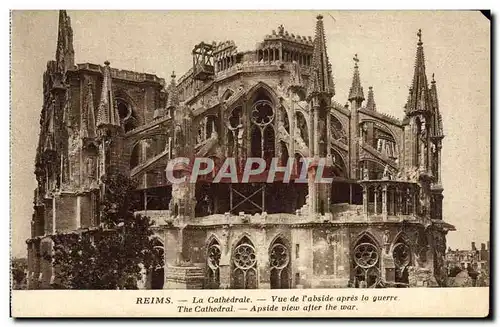 Ansichtskarte AK Reims La Cathedrale Vue De I&#39Abside Apres La Guerre