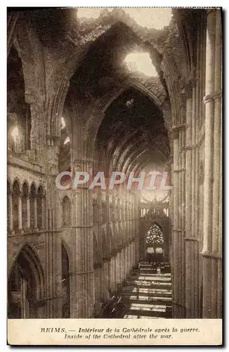 Cartes postales Reims Interieur De La Cathedrale Apres La Guerre