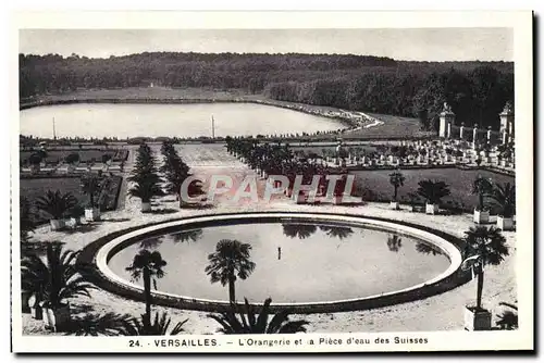 Cartes postales Versailles L'Orangerie Et La Piece D'Eau des suisses