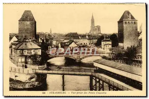 Ansichtskarte AK Strasbourg Vue Prise des Ponts Couverts