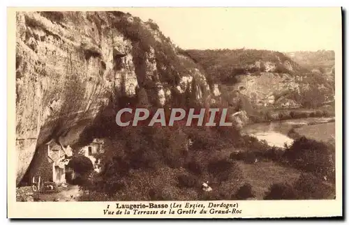 Cartes postales Laugerie Basse Vue de la terrasse de la grotte du Grand Roc Les Eyzies