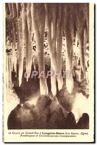 Cartes postales Laugerie Basse Grotte du Grand Roc Pendeloques et cristallisations transparentes Les Eyzies Preh