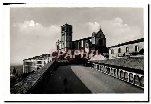 Moderne Karte Assisi La Basilica di Francesco vista dalla Piazza Inferiore