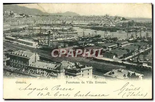 Ansichtskarte AK Genova Panorama da Villa Rosazza Bateaux