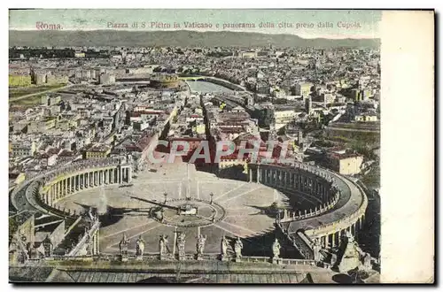 Cartes postales Roma Piazza di S Pietro in Vaticano e panorama della citta preso dalla Cupola