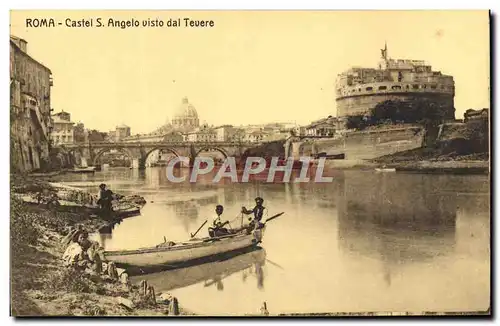 Cartes postales Roma Castel S Angelo Visto dal Tevere Bateau Peche Pecheur