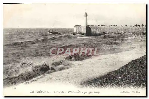 Cartes postales Le Treport Sortie du Proges par gros temps Bateau