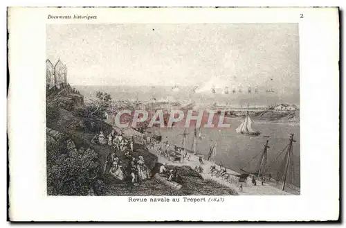 Cartes postales Revue navale au Treport 1843 Bateaux