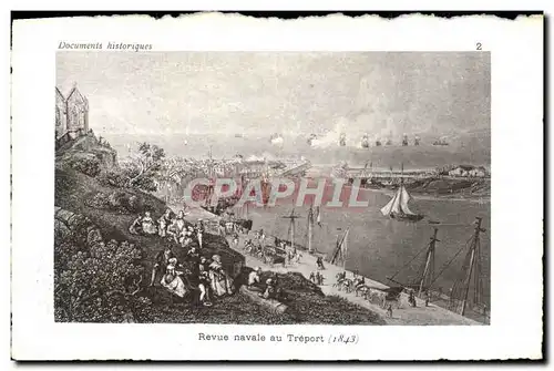 Cartes postales Revue navale au Treport 1843 Bateau