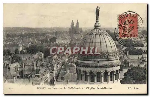 Cartes postales Tours Vue sur la Cathedrale et l&#39Eglise Saint Martin