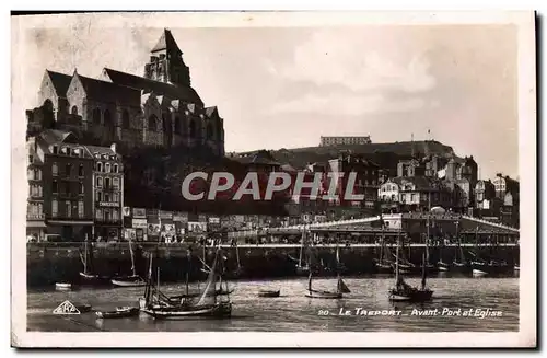 Cartes postales moderne La Treport Avant Port et Eglise Bateaux