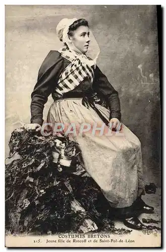 Ansichtskarte AK Costumes Bretons Jeune fille de Roscoff et de Saint Pol de Leon Folklore