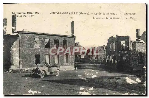 Ansichtskarte AK Vert la Gravelle Apres le passage des Barbares Automobile Militaria