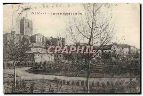 Cartes postales Narbonne Square et Eglise Saint Paul Cachet Depot de Tirailleurs Aix en Provence