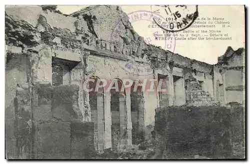 Cartes postales Etrepy Details du chateau apres le bombardement Militaria